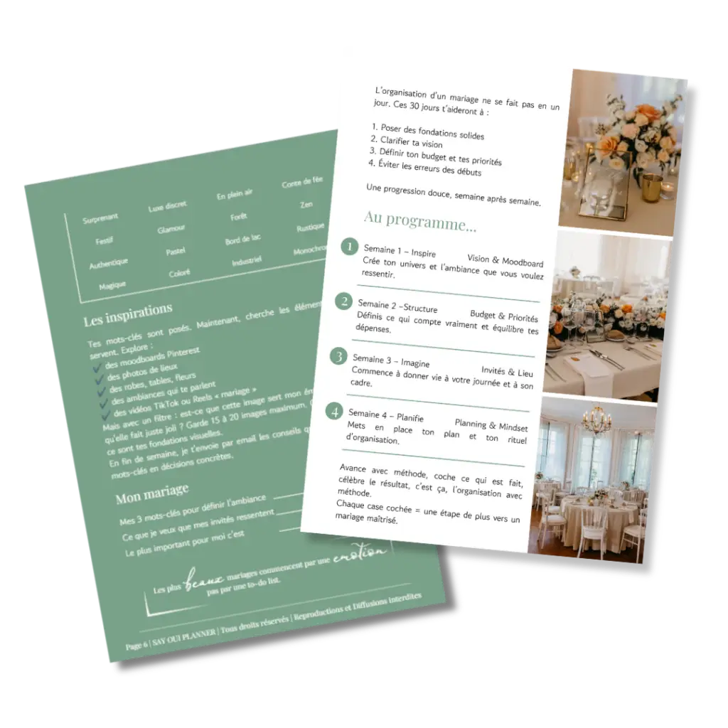 Pages du guide, semaines 1 et 2