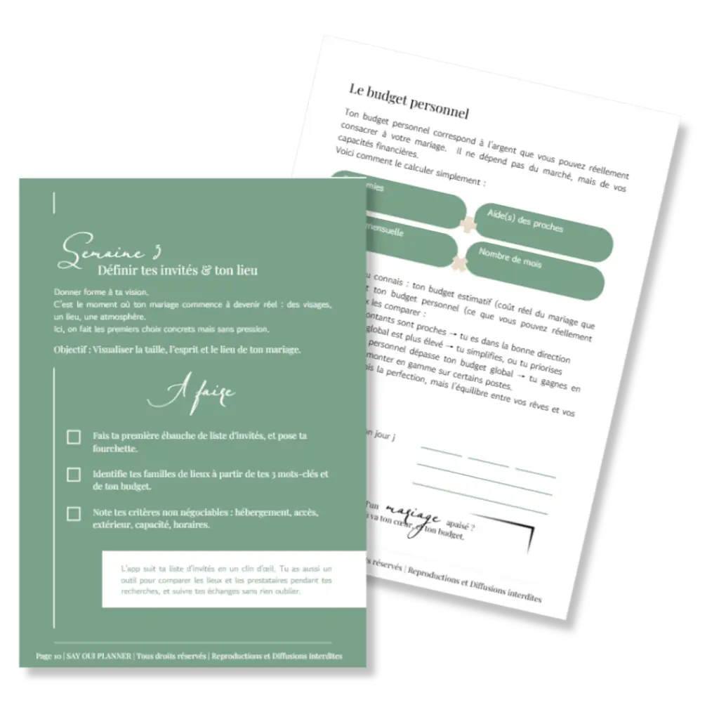 Pages du guide, semaines 3 et 4