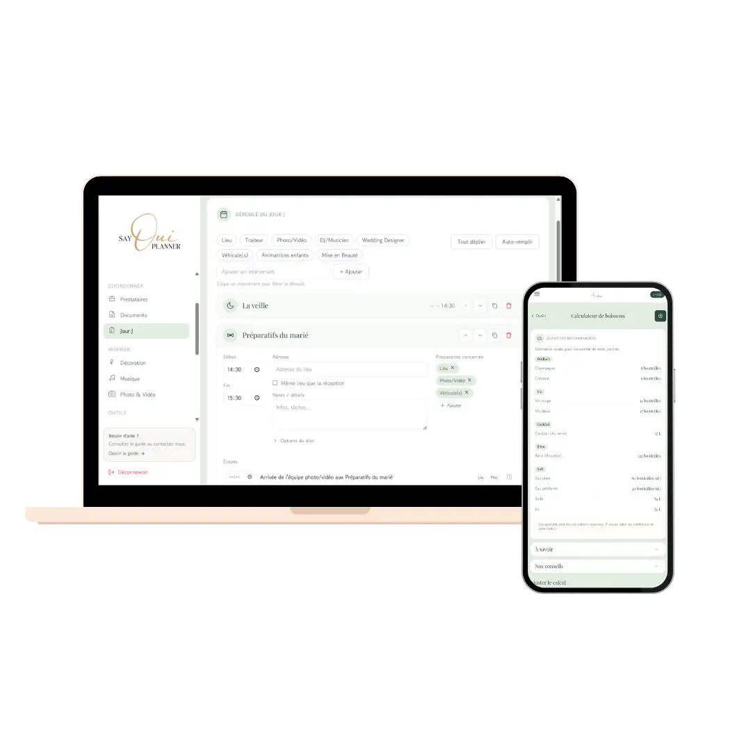 Déroulé du jour J Say Oui Planner