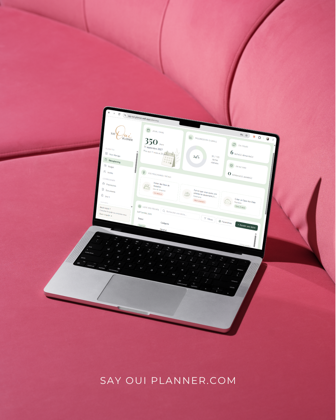 rétroplanning mariage dans l'application Say Oui Planner